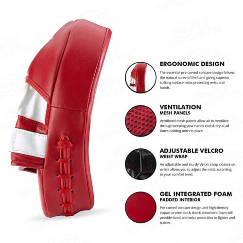 Durable leather boxing focus pads for effective striking and training.