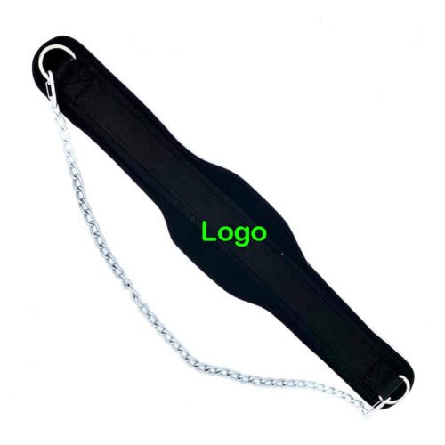 Heavy-duty Nylon Dip Belt with metal chain for adding weights during dips and pull-ups.