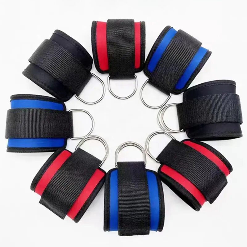 Customizable ankle straps pair for gym workouts.