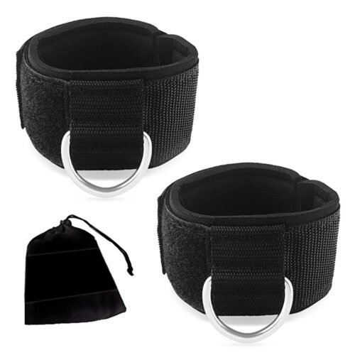 Customizable ankle straps (pair) for gym cable machines.