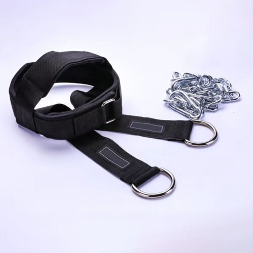 Exerciser weightlifting head harness for neck strength training.