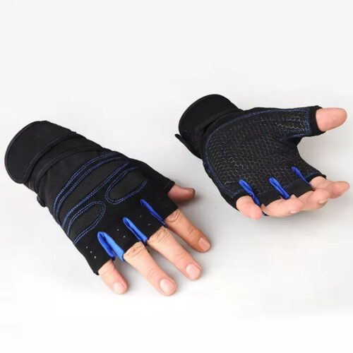 Half finger weight lifting gym gloves designed for optimal grip and comfort.