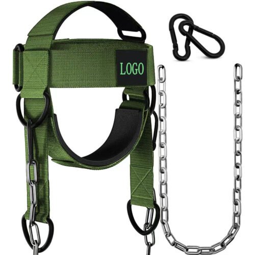 Neoprene strap with heavy-duty steel chain for effective neck workouts.