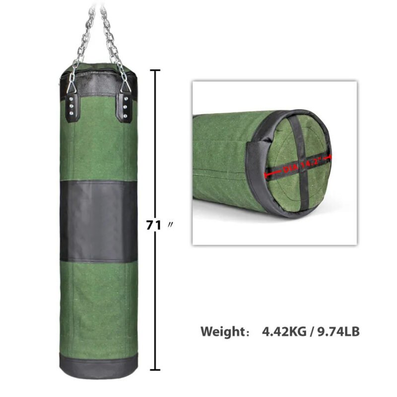 Heavy boxing punching bag for intense training sessions.