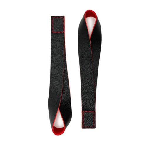 High-quality leather lifting straps for weightlifting.