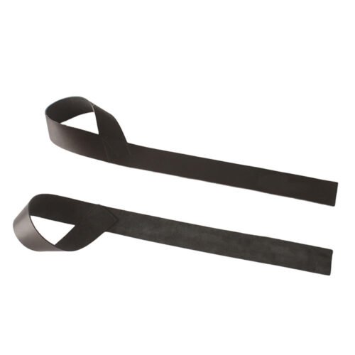 Leather weight lifting wrist straps for enhanced wrist support.