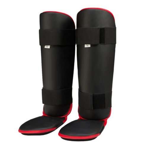 Men's leather boxing shin guards for superior leg protection.