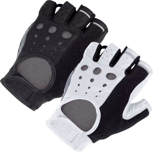 Stylish fingerless exercise gloves for outdoor workouts.