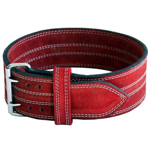 Stylish red bodybuilding powerlifting belt for enhanced stability.