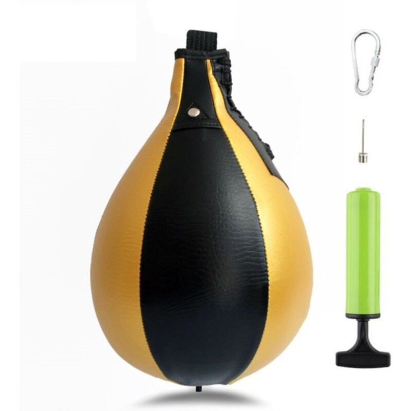 Durable speed punching bag for reflex and agility training.