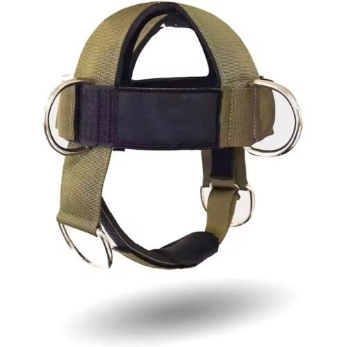 Durable weight lifting head harness for strength training.