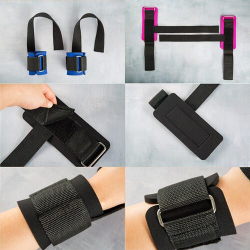 Weight lifting wrist wraps straps for enhanced gym support.