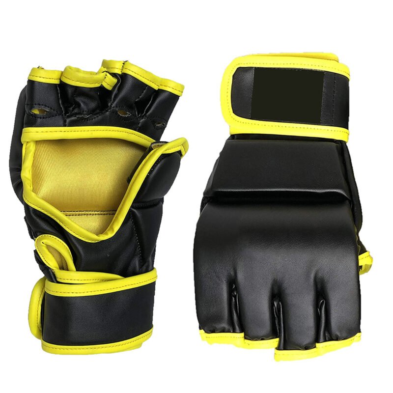 Durable yellow and black superb MMA boxing gloves.