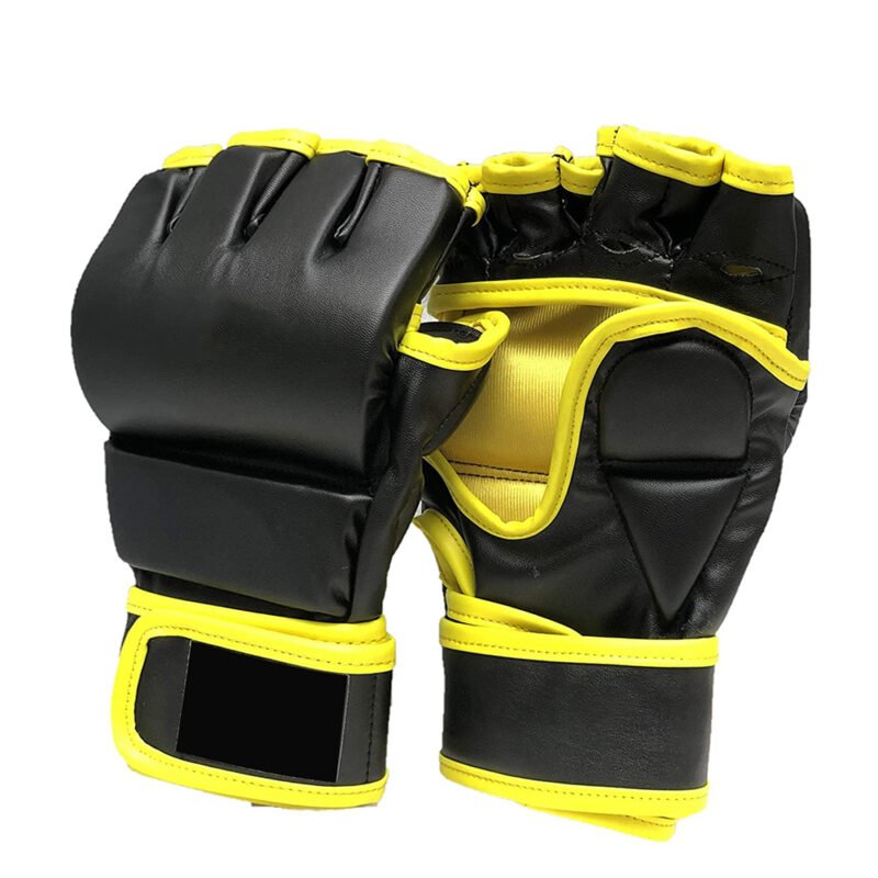 Yellow and black superb MMA boxing gloves for training.