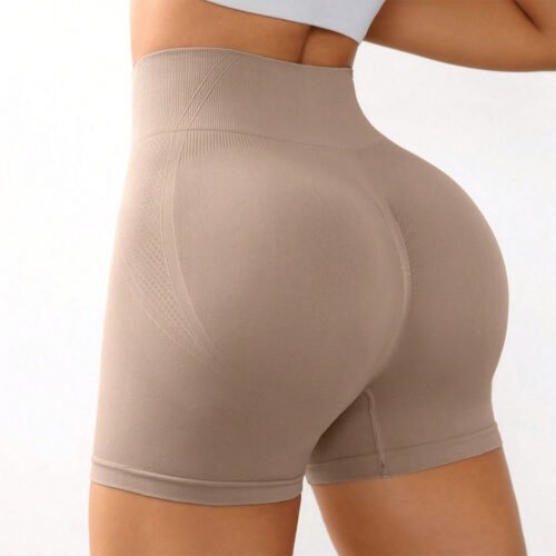 High waisted women's yoga shorts, ideal for short yoga sessions and workouts.